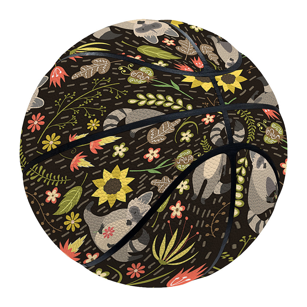 Raccoon And Floral Pattern Print Basketball