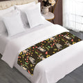 Raccoon And Floral Pattern Print Bed Runner