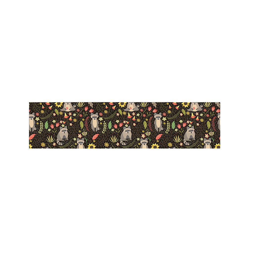 Raccoon And Floral Pattern Print Bed Runner