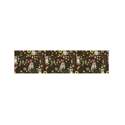 Raccoon And Floral Pattern Print Bed Runner