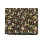 Raccoon And Floral Pattern Print Bifold Wallet