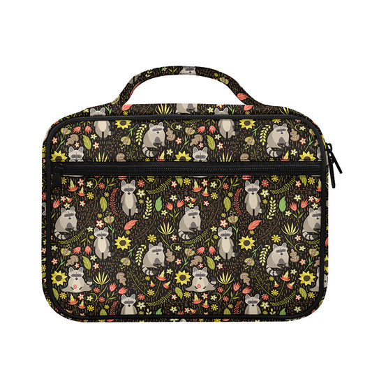 Raccoon And Floral Pattern Print Briefcase Bible Bag