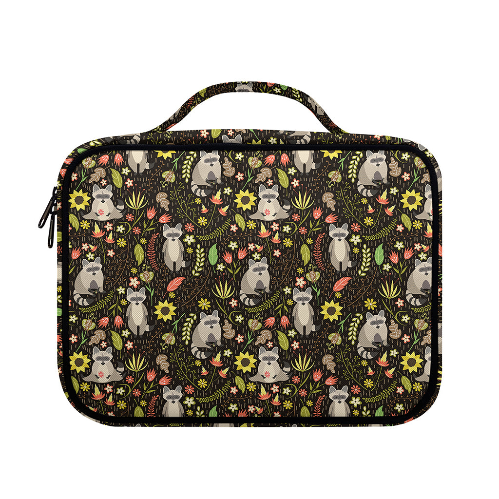 Raccoon And Floral Pattern Print Briefcase Bible Bag
