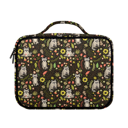 Raccoon And Floral Pattern Print Briefcase Bible Bag