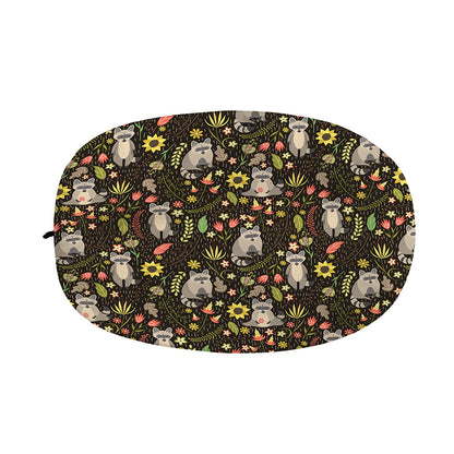 Raccoon And Floral Pattern Print Car Side Mirror Covers