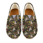 Raccoon And Floral Pattern Print Casual Shoes