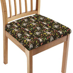 Raccoon And Floral Pattern Print Chair Cushion Cover