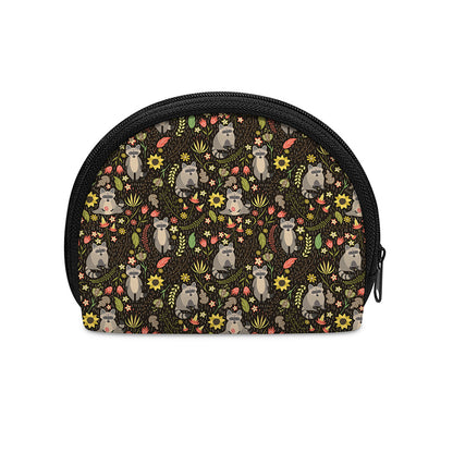 Raccoon And Floral Pattern Print Coin Purse