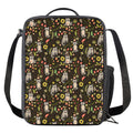 Raccoon And Floral Pattern Print Crossbody Lunch Bag