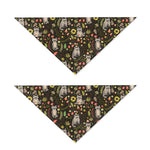 Raccoon And Floral Pattern Print Dog Bandana