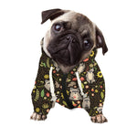 Raccoon And Floral Pattern Print Dog Zip Up Hoodie