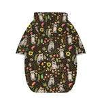 Raccoon And Floral Pattern Print Dog Zip Up Hoodie