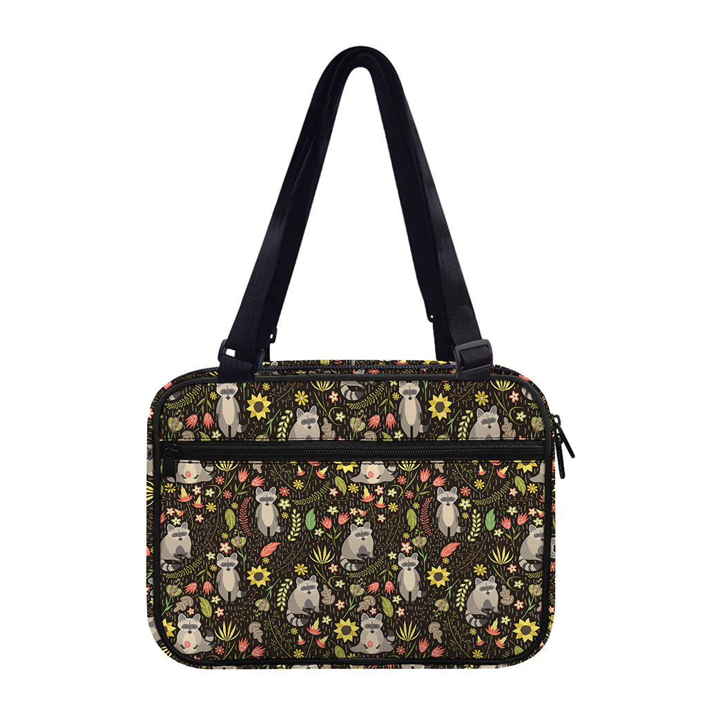 Raccoon And Floral Pattern Print Double Strap Bible Bag
