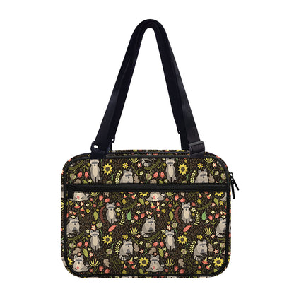 Raccoon And Floral Pattern Print Double Strap Bible Bag