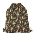 Raccoon And Floral Pattern Print Drawstring Bag