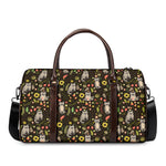 Raccoon And Floral Pattern Print Duffle Bag
