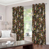 Raccoon And Floral Pattern Print Extra Wide Grommet Curtains