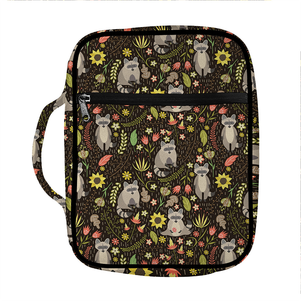 Raccoon And Floral Pattern Print Front Pocket Bible Bag
