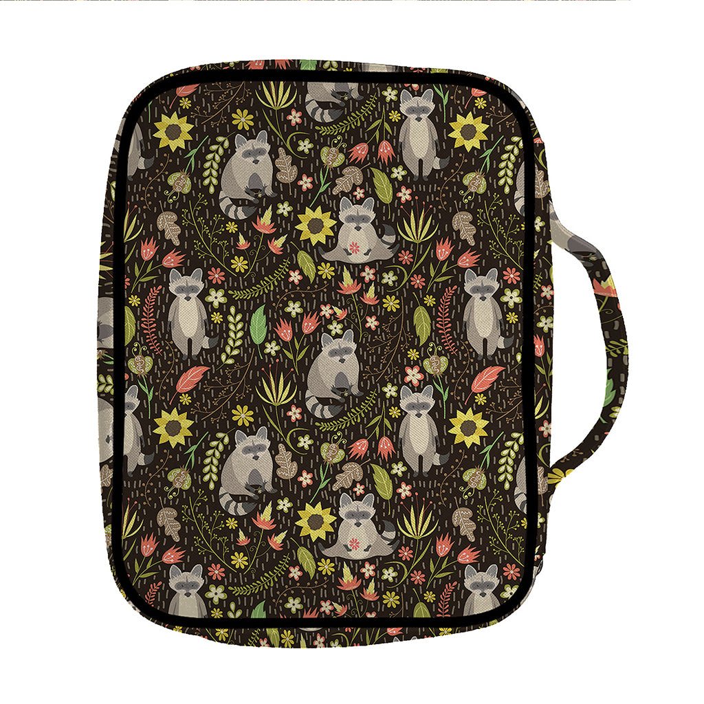 Raccoon And Floral Pattern Print Front Pocket Bible Bag