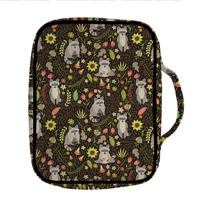 Raccoon And Floral Pattern Print Front Pocket Bible Bag