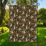 Raccoon And Floral Pattern Print Garden Flag