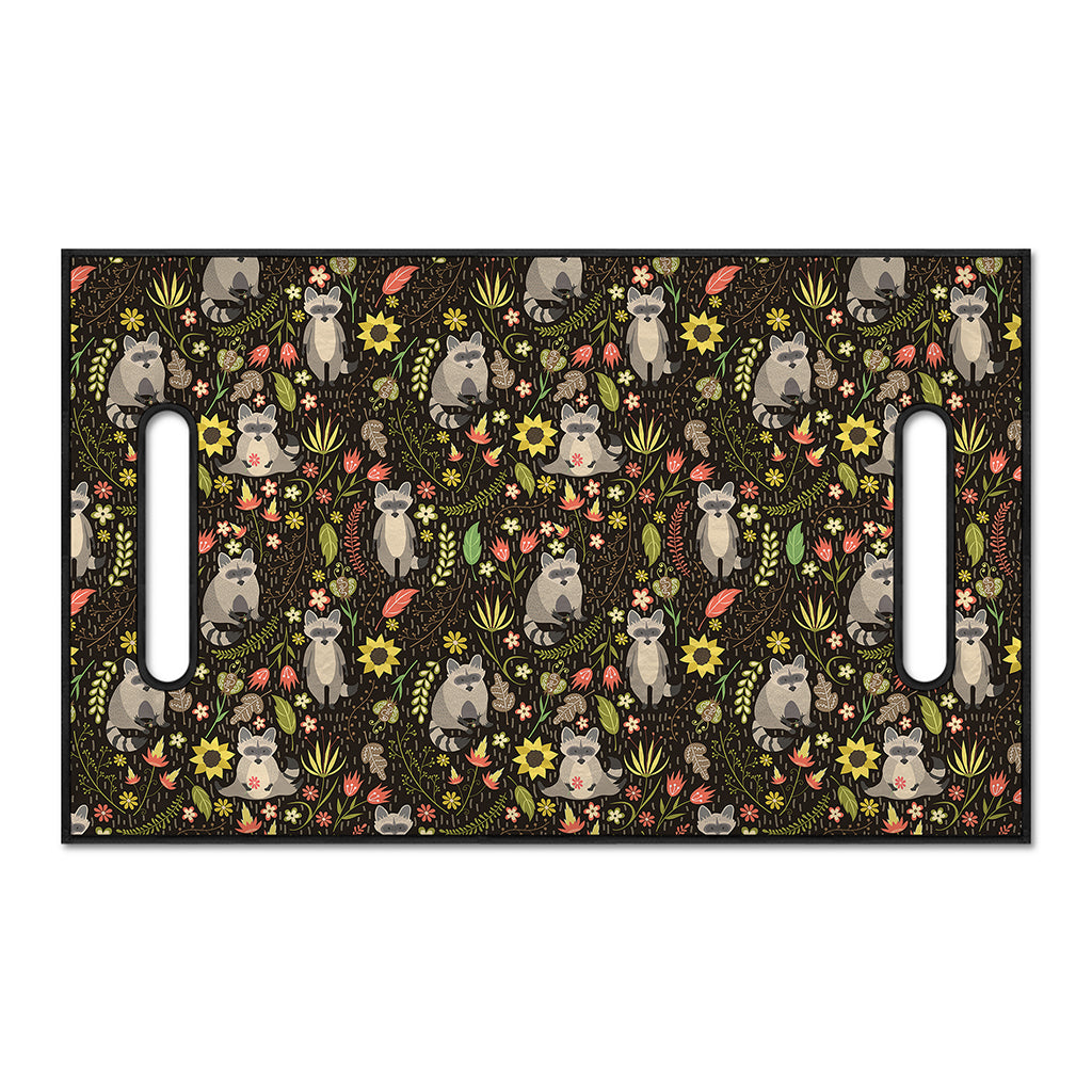 Raccoon And Floral Pattern Print Golf Cart Seat Cover