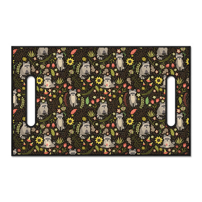 Raccoon And Floral Pattern Print Golf Cart Seat Cover