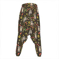 Raccoon And Floral Pattern Print Hammer Pants