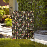 Raccoon And Floral Pattern Print House Flag