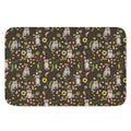 Raccoon And Floral Pattern Print Indoor Door Mat