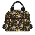Raccoon And Floral Pattern Print Insulated Lunch Bag