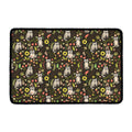 Raccoon And Floral Pattern Print Kitchen Mat