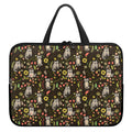 Raccoon And Floral Pattern Print Laptop Sleeve With Handle