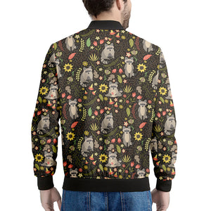 Raccoon And Floral Pattern Print Men's Bomber Jacket