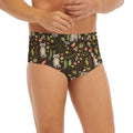 Raccoon And Floral Pattern Print Men's Briefs