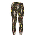 Raccoon And Floral Pattern Print Men's Leggings