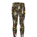 Raccoon And Floral Pattern Print Men's leggings