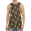 Raccoon And Floral Pattern Print Men's Muscle Tank Top