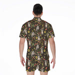 Raccoon And Floral Pattern Print Men's Rompers