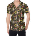 Raccoon And Floral Pattern Print Men's Shirt