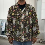 Raccoon And Floral Pattern Print Men's Shirt Jacket