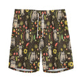 Raccoon And Floral Pattern Print Men's Athletic Shorts