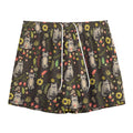 Raccoon And Floral Pattern Print Mesh Shorts