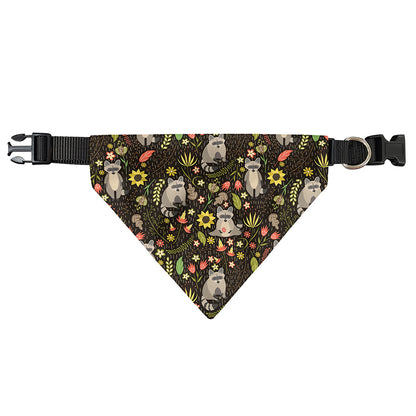 Raccoon And Floral Pattern Print Over The Collar Dog Bandana