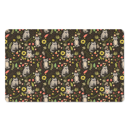 Raccoon And Floral Pattern Print Polyester Doormat