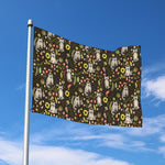 Raccoon And Floral Pattern Print Polyester Flag