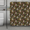 Raccoon And Floral Pattern Print Polyester Shower Curtain