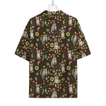 Raccoon And Floral Pattern Print Rayon Hawaiian Shirt