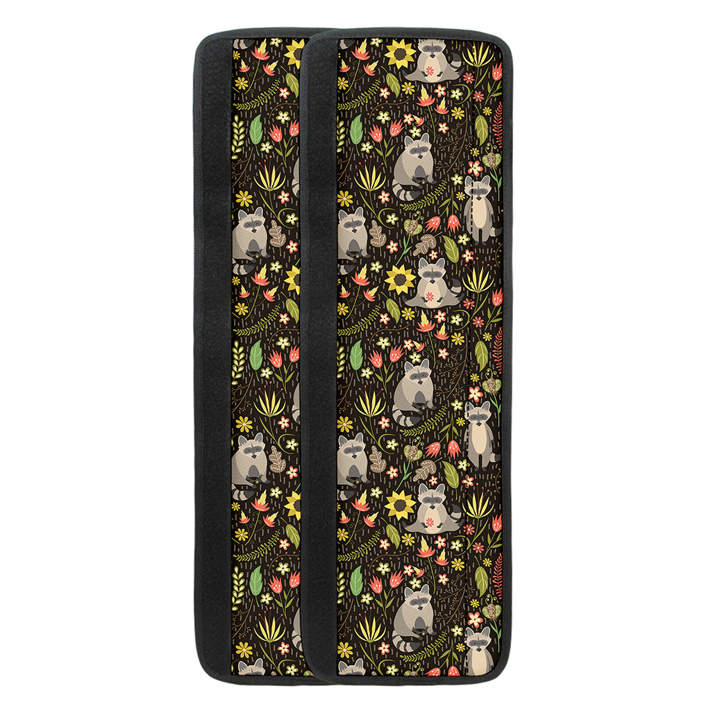 Raccoon And Floral Pattern Print Refrigerator Handle Covers
