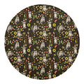 Raccoon And Floral Pattern Print Round Blanket